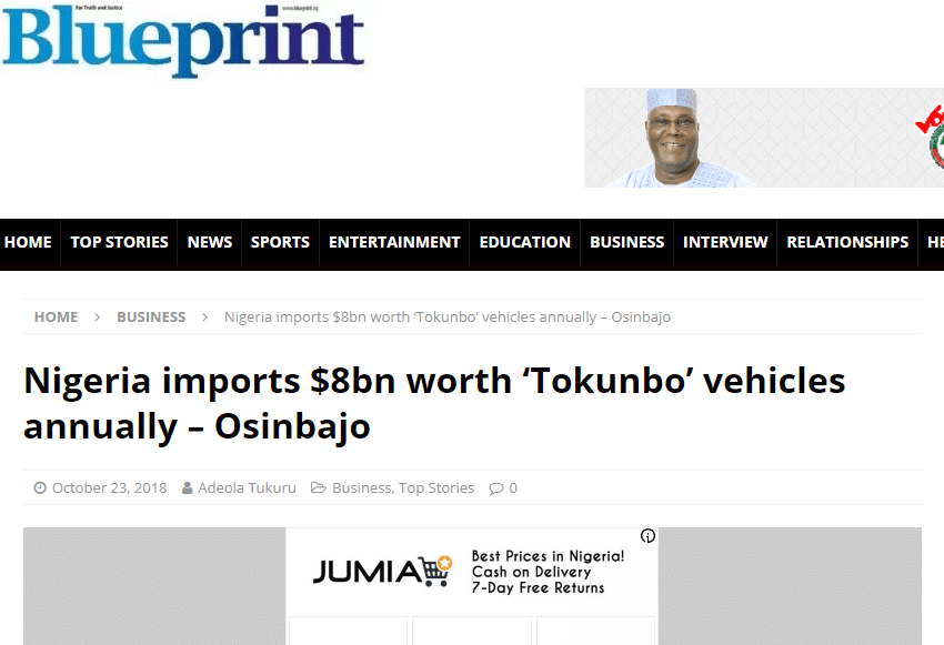 Tokunbo cars in Nigeria