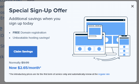 Bluehost Special Sign-Up offer